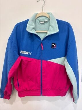 Vintage Style Puma International Winterized Colorblock Track Jacket Medium